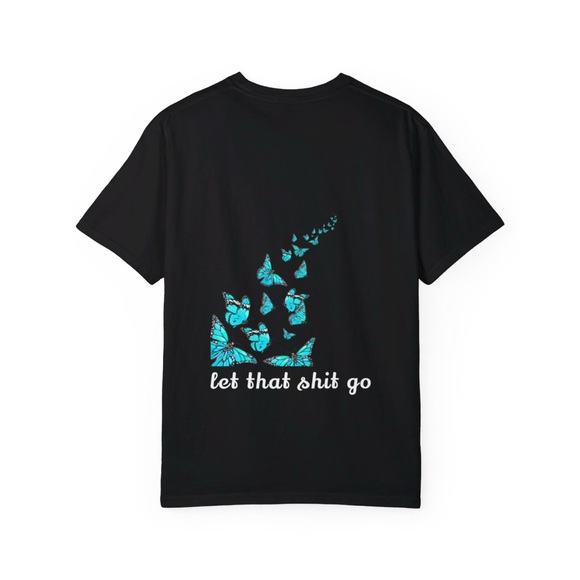 Let That Shit Go Butterfly Flight Graphic Crewneck T-Shirt Yoga Bitch NWT - Picture 4 of 7